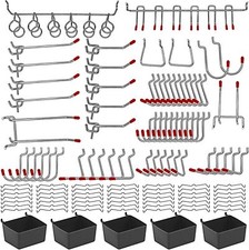 114 pcs Pegboard Hooks Assortment with Metal Hooks Sets Pegboard Bins Peg Loc...