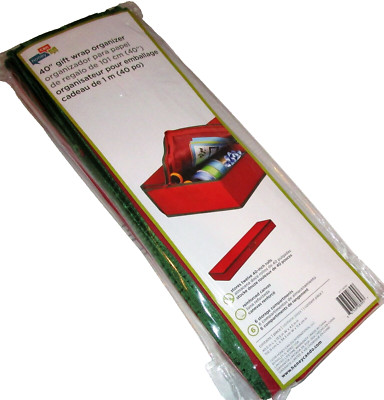 GIFT WRAP ORGANIZER Red & Pine Green Sturdy Canvas Durable Storage 40'' 