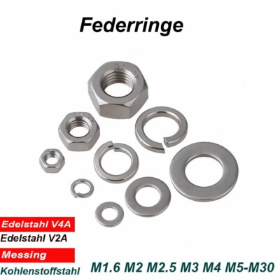 Federringe，Unterlegscheiben，Edelstahl V2A V4A M1.6 M2 M2.5 M3 M4 M5 M6 M8-M30
