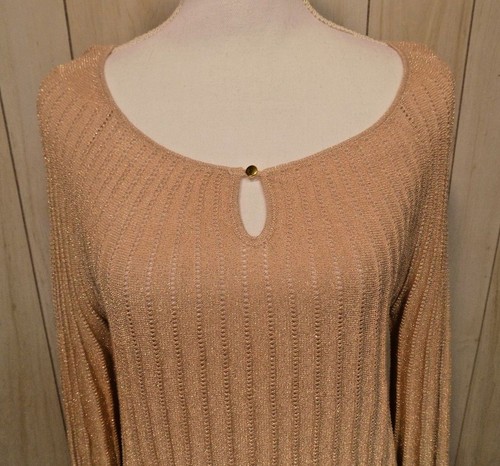 Apt 9 Women's Sweater Size L Long Sleeves Beige Gold Metallic NEW - Picture 2 of 8