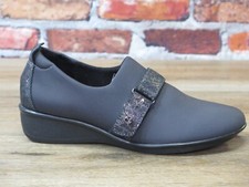 Women's Revere Genoa Casual Slip-On Shoe Graphite/Blk Metallic Python GENO-GRAP