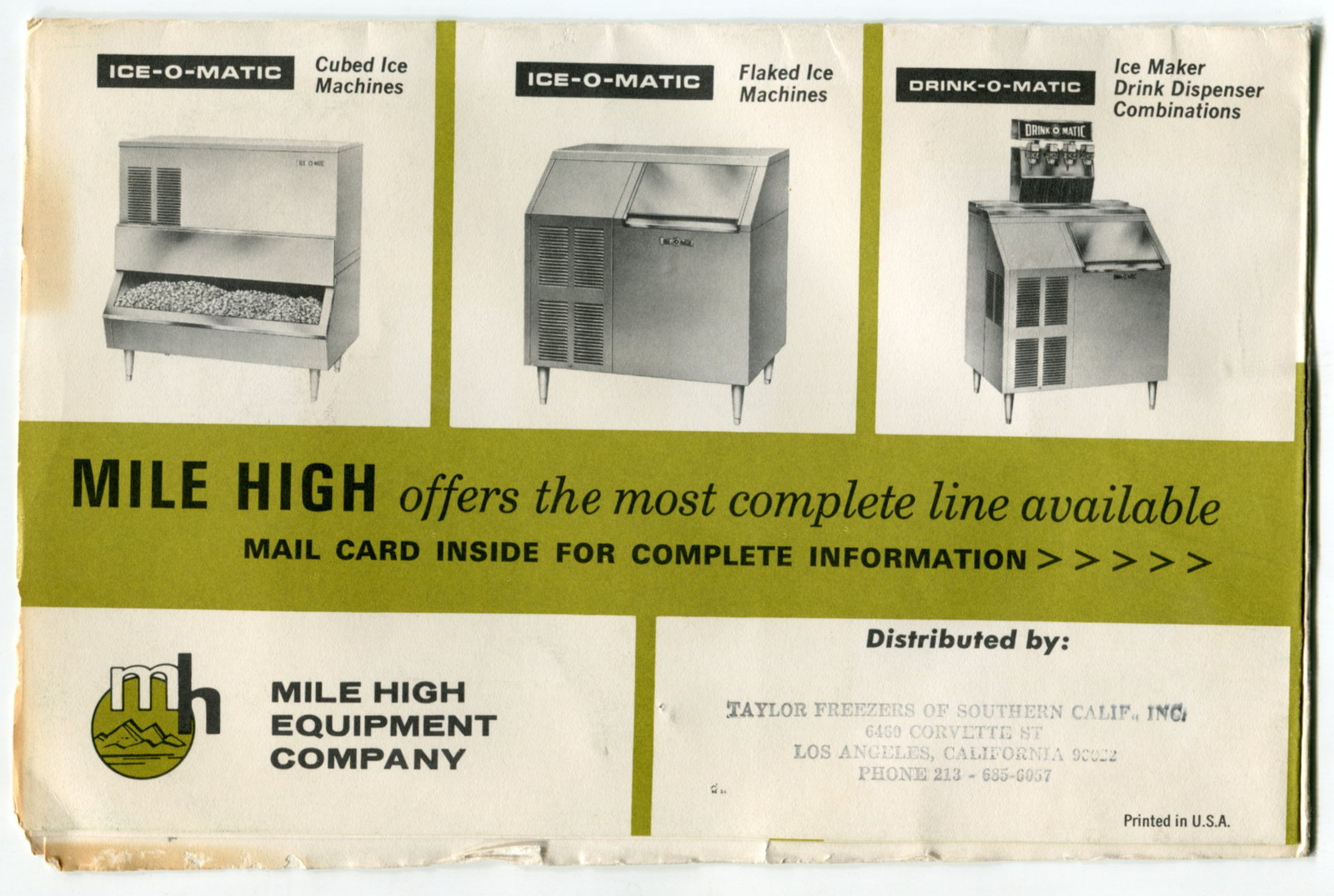 Vintage Ad Sales Mailer "ICEOMATIC ICE CUBES" Commercial Freezers eBay