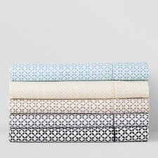 Hudson Park Printed Tiles TWIN Flat Sheet Champagne Tan PIMA COTTON 500 TC NEW