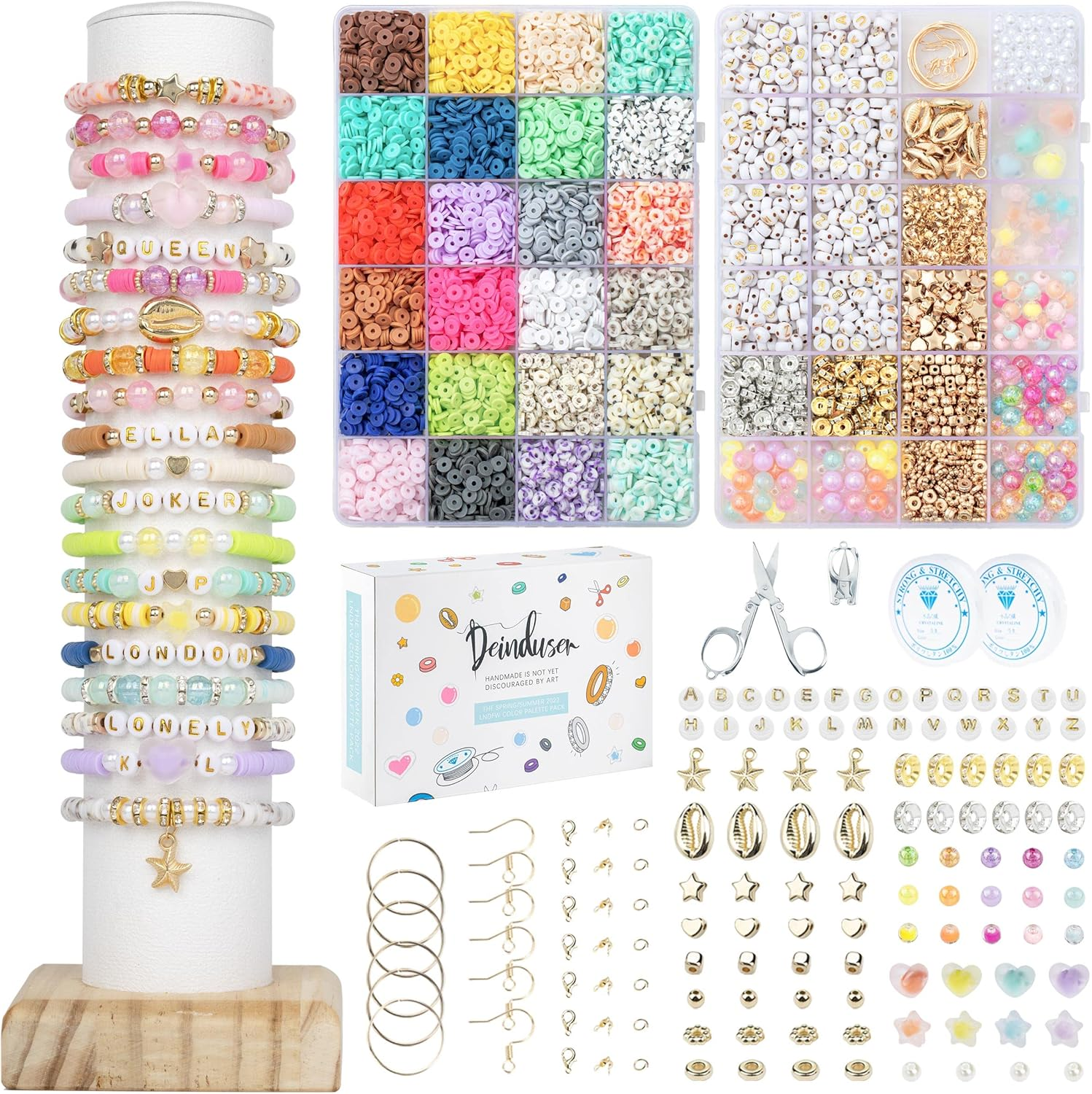 7200 Pcs DIY Clay Beads Bracelet Making Kit with 2 Storage Boxes for Jewelry Crafting-image