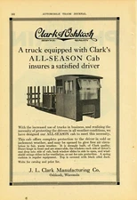1919 J.L. Clark Mfg. Co. Ad: Clark of Oshkosh Truck Cabs - Oshkosh, Wisconsin