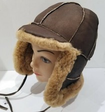 NEW Unisex kids boys/girls Sheepskin winter-Aviator style Hat Real Leather