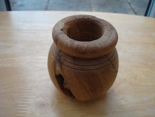 HEAVY TREEN HAND TURNED RECLAIMED WOOD POT 3" TALL AND 3" ACROSS