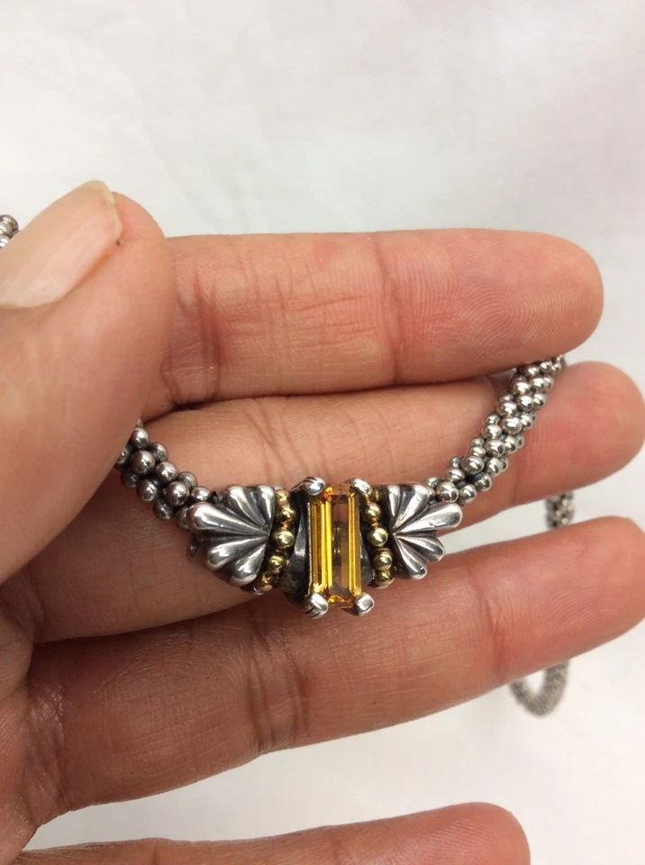 美丽的拉各斯鱼子酱纯银 925 18K 点黄水晶项链 — 第 3/4 张图片