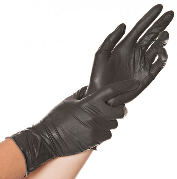 10 X HygoStar Latex-Handschuh Diablo Puderfrei L 24cm Schwarz Ve=100 S