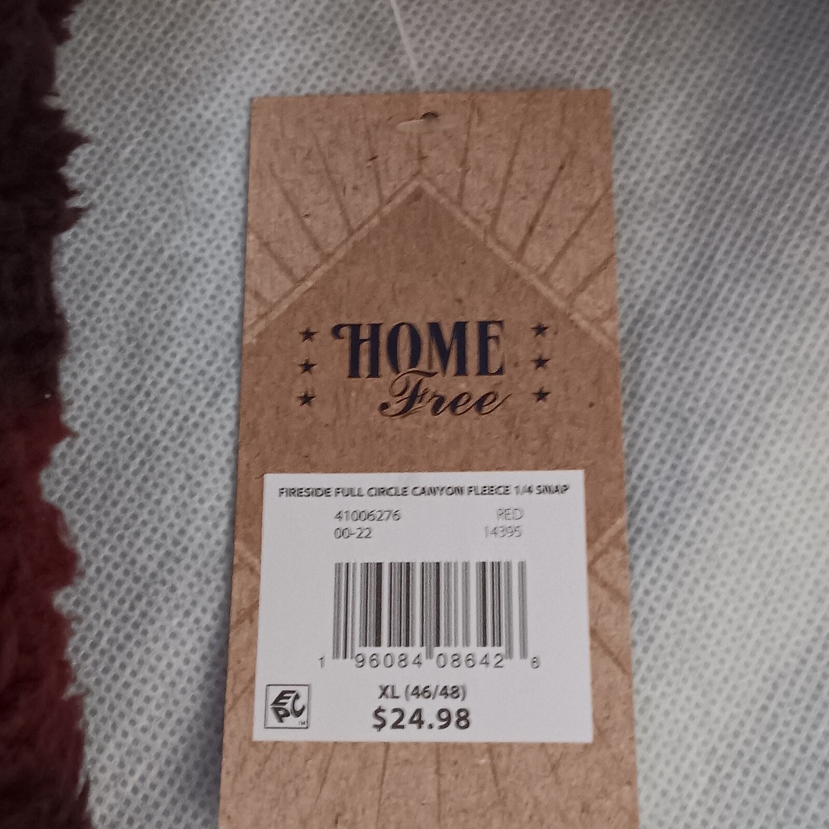 ブラウン25 Fireside Fleece Pull Over XL NWT With Iowa Logo Home Tree Burgundy