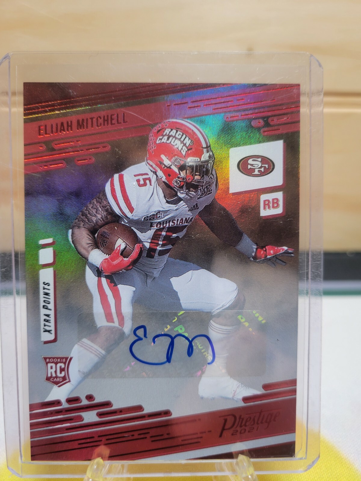 2021 Panini Prestige Elijah Mitchell Rookies Xtra Points Auto Red 49ers RC