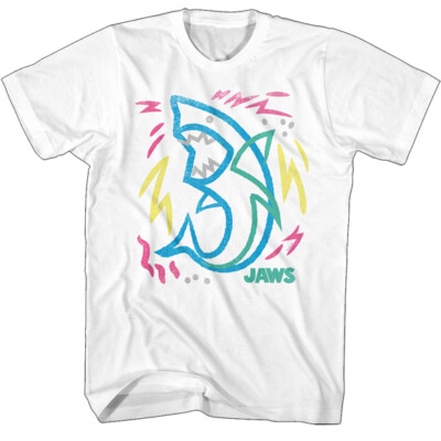 Jaws The Movie T-Shirt 1975 Shark Doodle Design New Official White Licensed