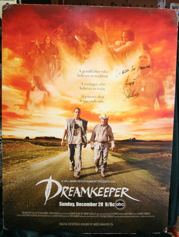 Rare 2003 DREAMKEEPER Poster Signed by AUGUST SCHELLENBERG 23-3/4" x 18" Lakota