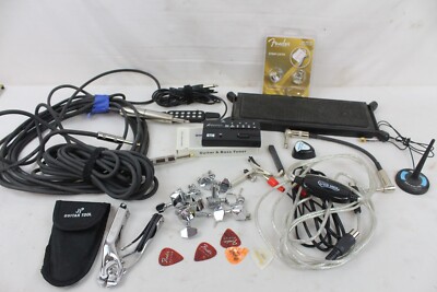 Guitar Parts Lot Fender Strap Locks Bass Tuner JP Tool Cords Cables Pick Asus