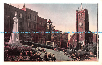 R349730 Alte St Marys Katholische Kirche links Statue Sun Yat Sen St Marys Park