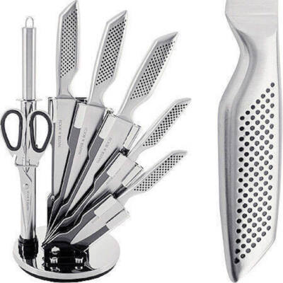 Mayer & Boch 7 Piece Stainless Steel Knife Set with Dots and Rotating Stand