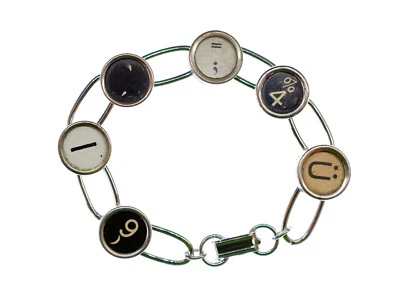 Schreibmaschinentasten Typewriter Armband Upcycling Keyboard Tasten Taste 6 Zeic - Bild 1 von 4