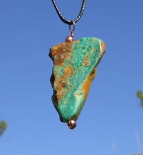Genuine Turquoise Free Form Stone Crystal Pendant Necklace