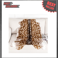 Deer Rug Faux Fur Animal Skin Mat 3.6x3 ft Living Room Decor Whimsical Style