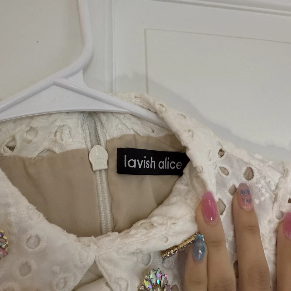 Lujoso mameluco Alicia precioso talla 6, islote de encaje, pedrería, coqueta femenina Foto 3 de 4