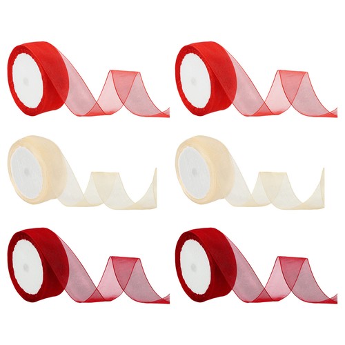 6Pcs 50Yard Sheer Organza Ribbon Decoration Gifts Bow Craft Multicolor - Picture 1 of 5