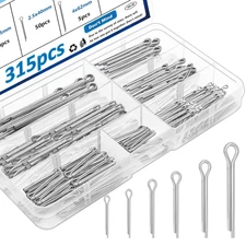 315Pcs Cotter Pins Assortment Kit Zinc Plated Cotter Pins Steel Split Pin Fasten