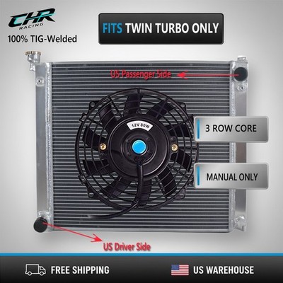 3 Row Aluminum Radiator+Fan For 90-96 Nissan 300ZX Z32 Twin Turbo TT VG30 MT