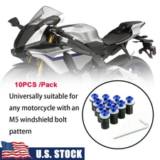 10X Motorcycle M5 x 15mm CNC Windscreen Windshield Screw Bolts Nuts Fastener Kit
