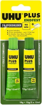 UHU 2-Komponentenkleber Plus Endfest Glasklarer 2K-Klebstoff 30 ml 2x 15 ml