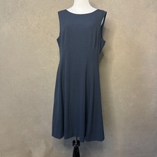 Tahari Arthur S Levine Dress Size 12 Navy Blue Sleeveless A-Line Lined Career