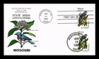 DR JIM STAMPS US COVER MISSOURI STATE BIRD FLOWER FDC COLLINS HAND PAINTED
