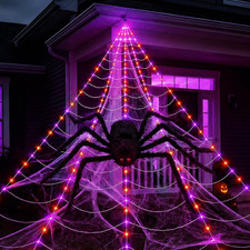 Halloween Decorations Spider Web Lights, 255 LED 16.4Ft Light Up Spider Web
