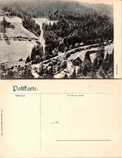 Vintage Postcard Germany Postkarte Black White Aerial View Forest Village Unused