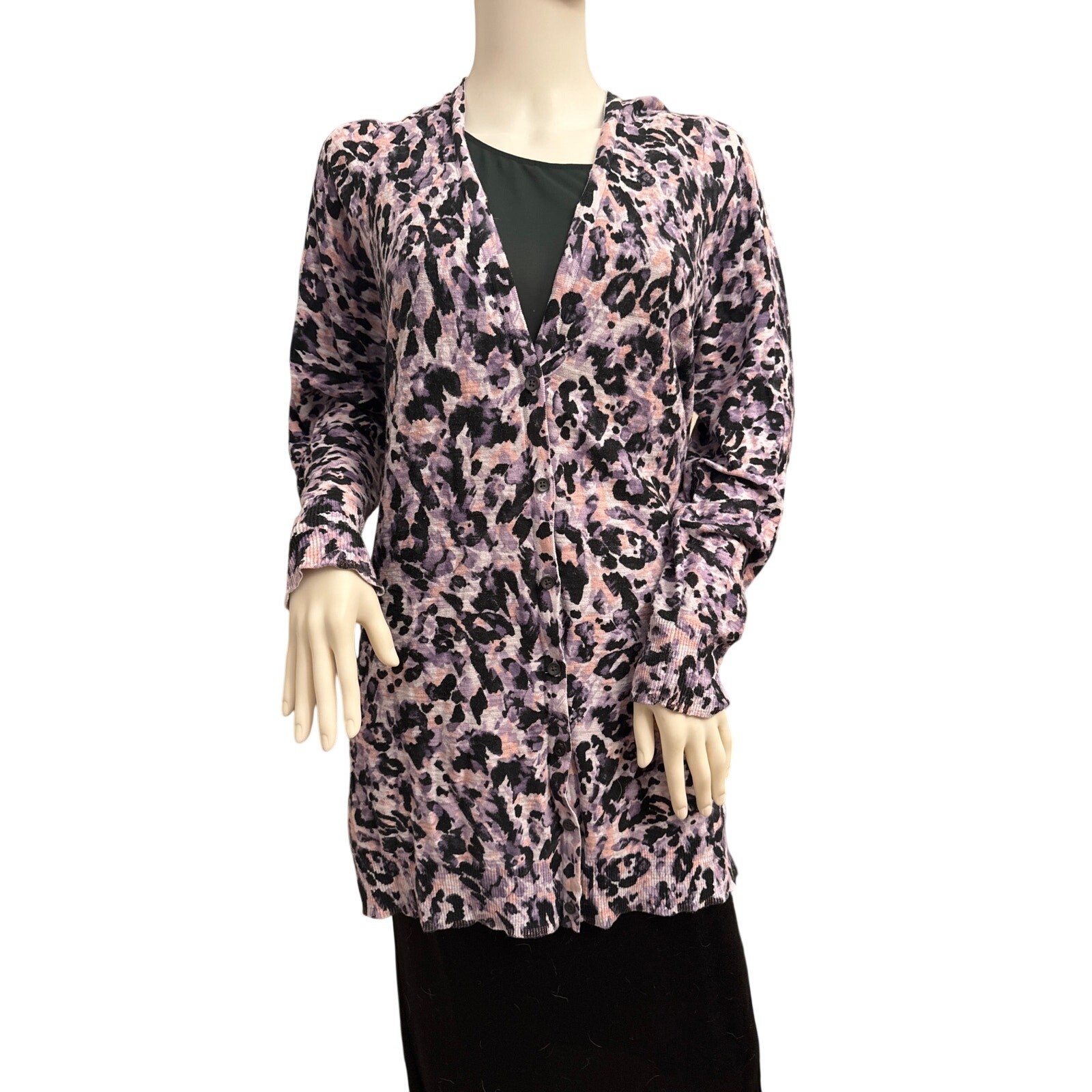 Torrid Leopard Print Purple Button Front Cardigan… - image 4