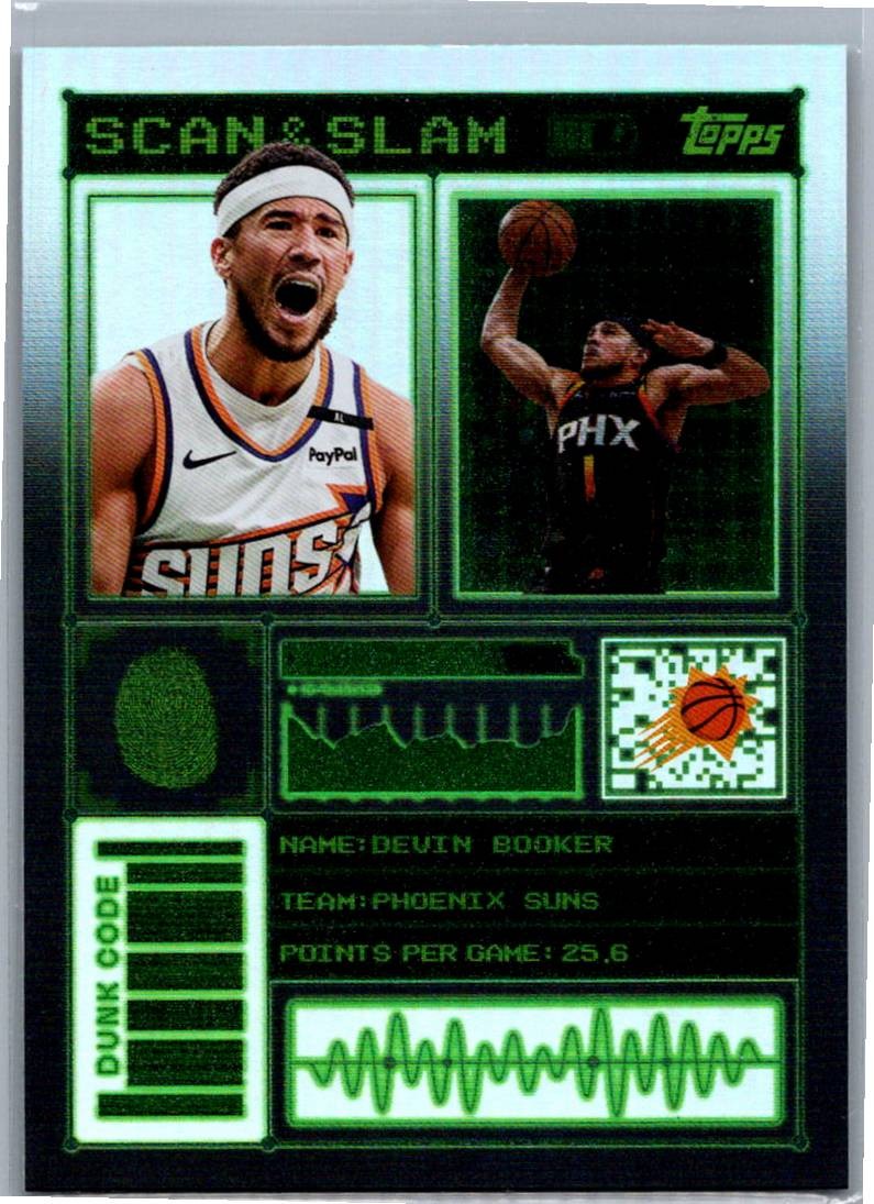 Devin Booker #SS-11 Basketball Cards 2025 Topps Scan and Slam trading card — raw and PSA graded price guide