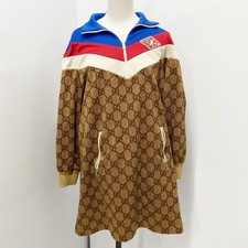 USED GUCCI GG TECHNICAL HALF-ZIP DRESS, MINI, LONG SLEEVE GOOD