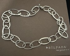 Silpada Hammered Oval Link Sterling Silver Necklace 925 Chunky Chain 16 RTD
