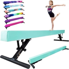 8FT Folding Balance Beam -Gymnastics Beam -Wood core Floor Beam - Anti-Slip B...