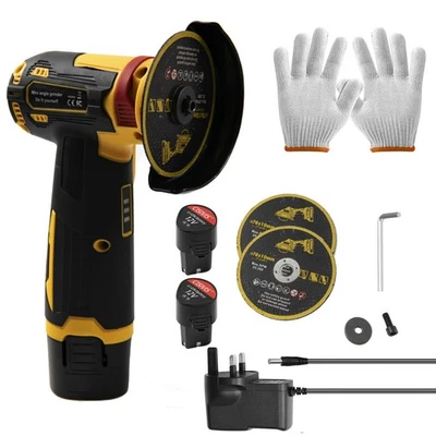 Mini cordless angle grinder polishing and cutting machine+2 battery charger 12V