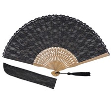 Lace Handheld Chinese Folding Fan Bamboo Silk Folding Fan for Women Wedding D...
