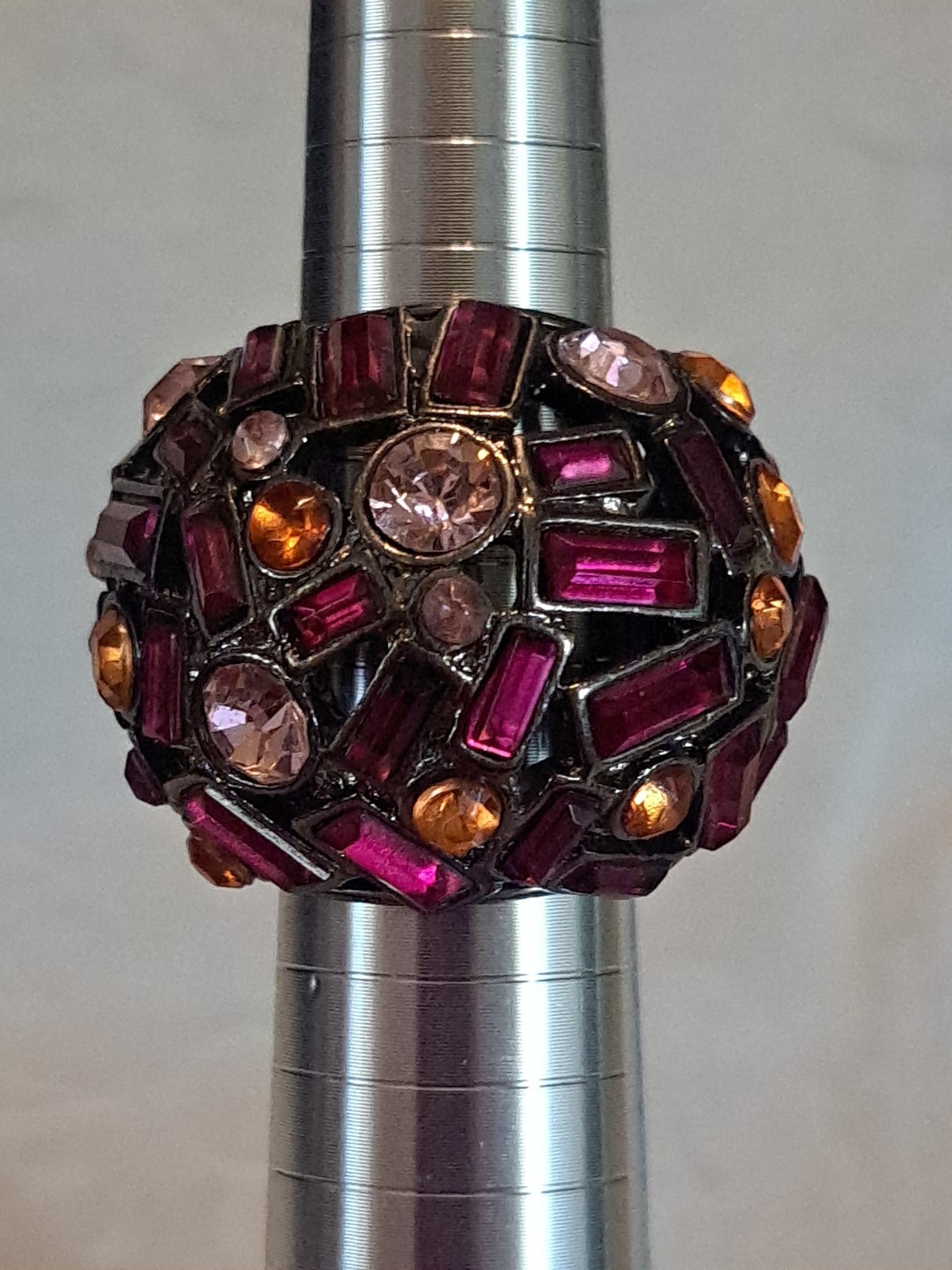 Faceted Multicolor Rhinestone Crystal Chunky Dome… - image 2