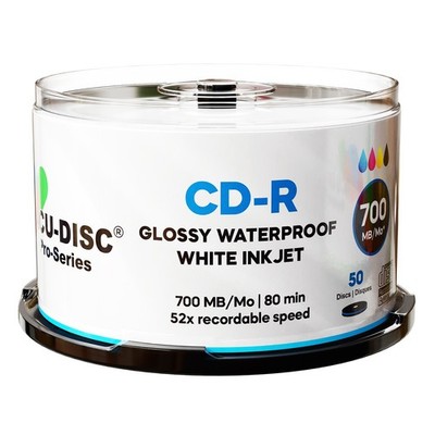 50 x Acu-Disc Glossy Waterproof CD-R 700MB 52x White Inkjet Full Face Printable