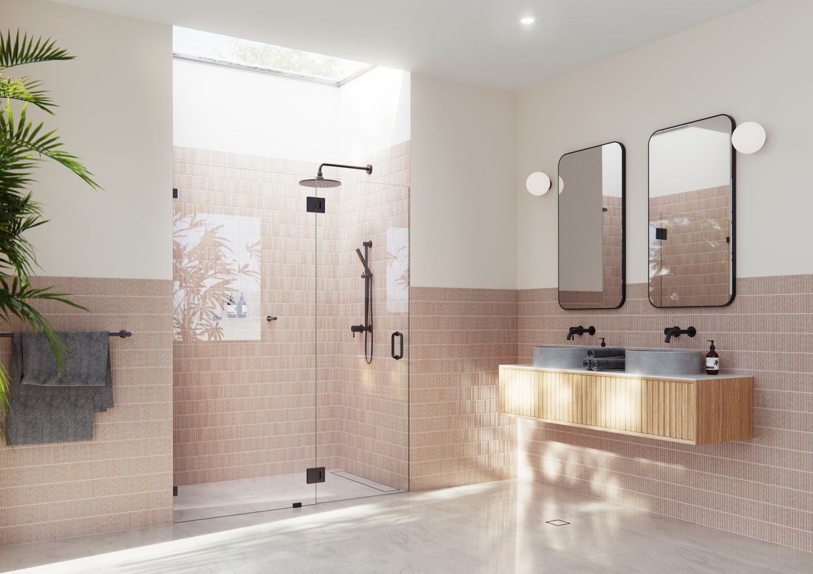 Glass Warehouse GW-GH-55.25 Halo 78H x 55.25W Black Frameless Hinged Shower Door