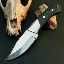 Gift-Ready 8.6" Damascus / Steel Knife Full Tang Hunt it Hunt + Leather Sheath