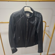 Harley-Davidson Women's Black Leather Jacket Studded Phoenix Design Size L