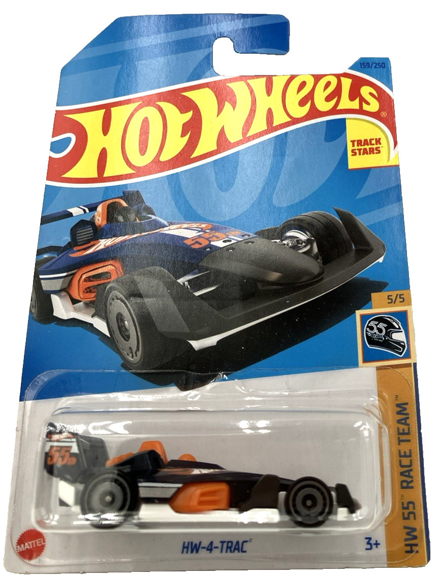 Hot Wheels 2023 HW 4 Trac blue 55th Race Team 159/250 Track Stars Blue Orange