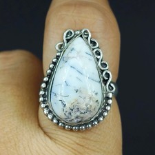 Natural Dendrite Opal Gemstone Handmade 925 Sterling Silver Ring Size-7 US
