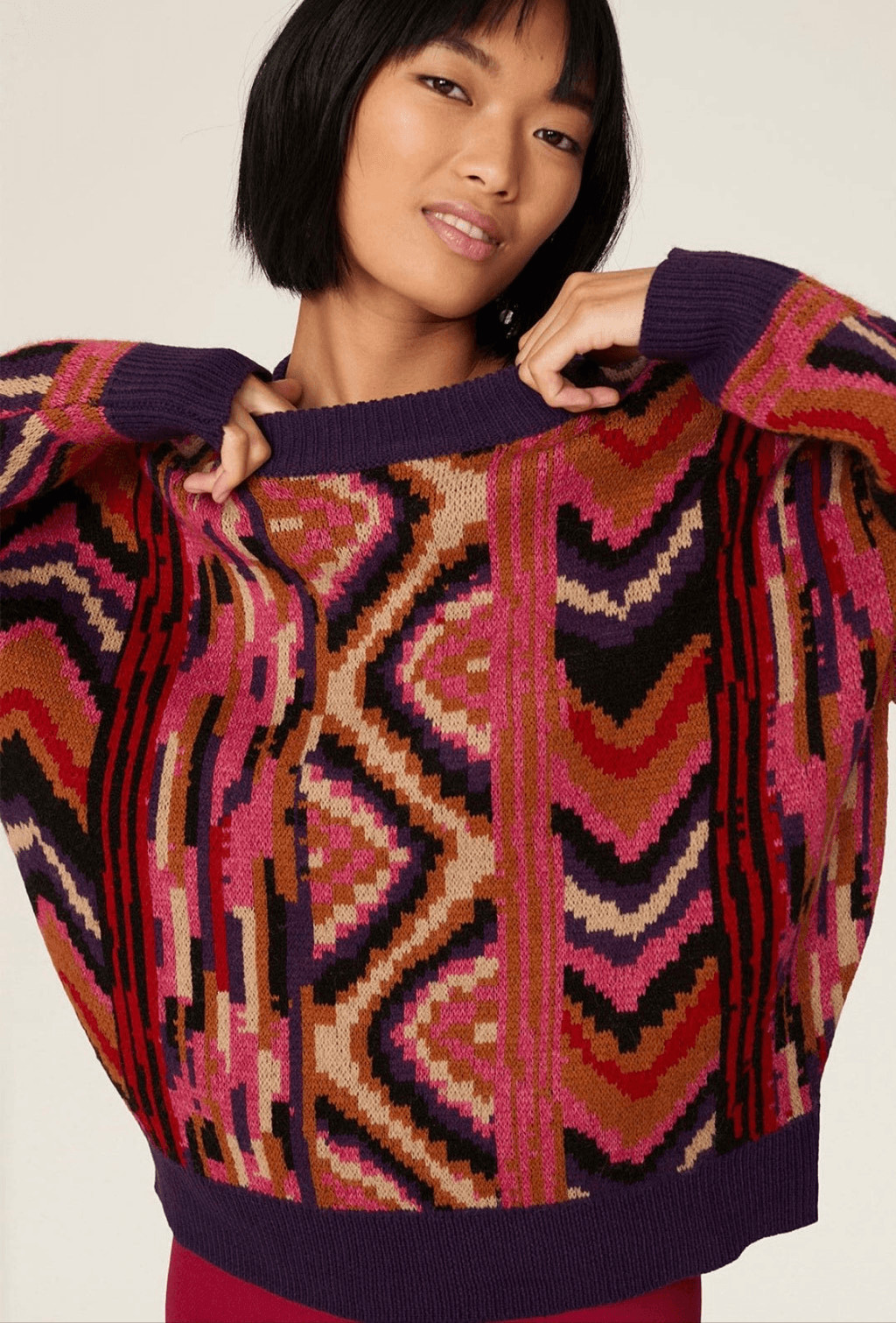 FARM Rio Striped Patchwork Sweater - image 11