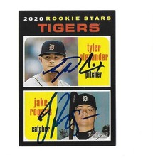 2020 HERITAGE TYLER ALEXANDER & JAKE ROGERS AUTOGRAPHED SIGNED BASEBALL CARD RC