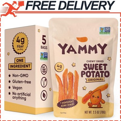 5pk Yammy Chewy Dried Sweet Potato Sticks Healthy Asian Snack 4g Fiber, 2.5oz